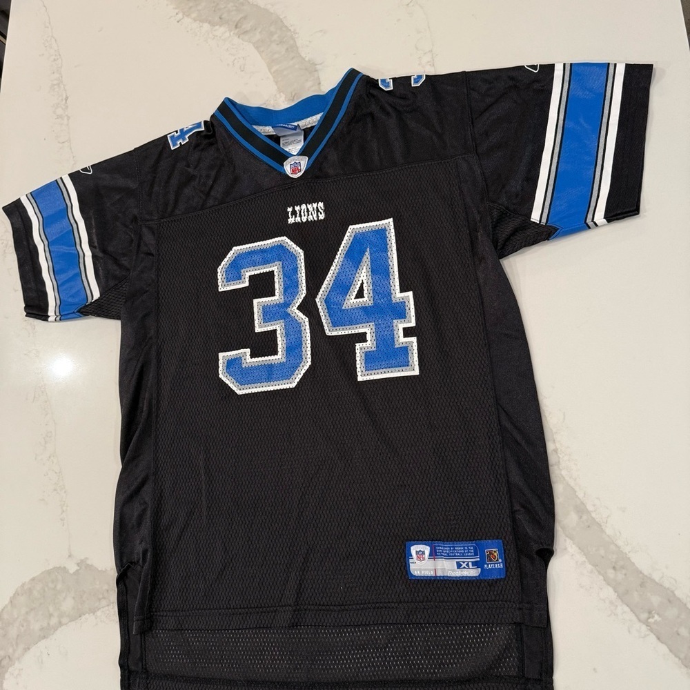 Reebok NFL Detroit Lions Football Kevin Jones #34 Jersey Youth Size XL Black - Picture 2 of 10